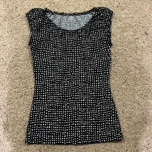 Loft Short Sleeve Black & White Blouse (Size XS)